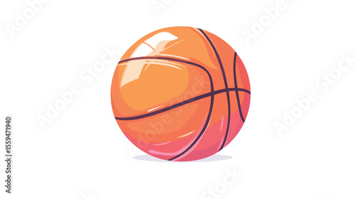 Flat Vector Balloon Basketball Icon Isolated on White Background