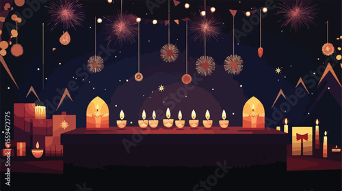 Diwali Festival Holiday Banner with Candles