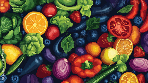 Nutritious Banner with Fresh Fruits and Vegetables showcasing Health Concept