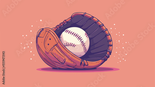 Baseball Ball and Glove Vector Illustration Design