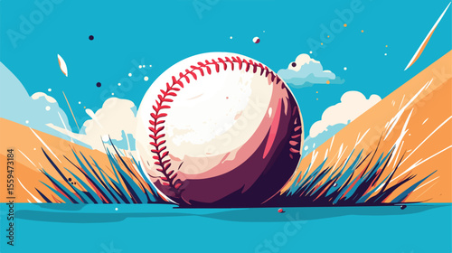 Baseball Ball Championship Flat Vector Illustration