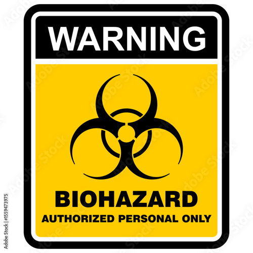 Warning, Biohazard, authorized personal only, sign vector
