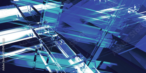 High-Tech Abstract Blue and Cyan Digital Wallpaper