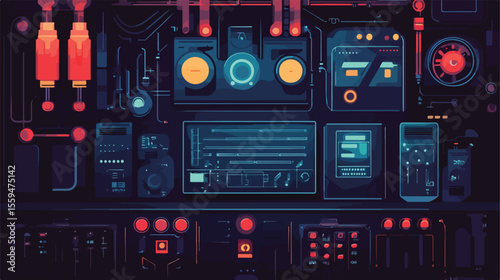 Battery Electronic System Silhouette Flat Vector