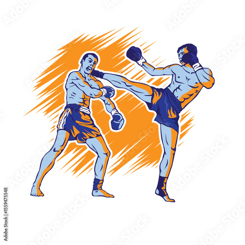 Thai boxing sport illustration, perfect for t shirt design