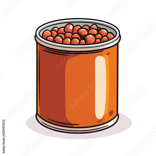 Beans Tin Can Cartoon Vector and Illustration Hand Drawn Style