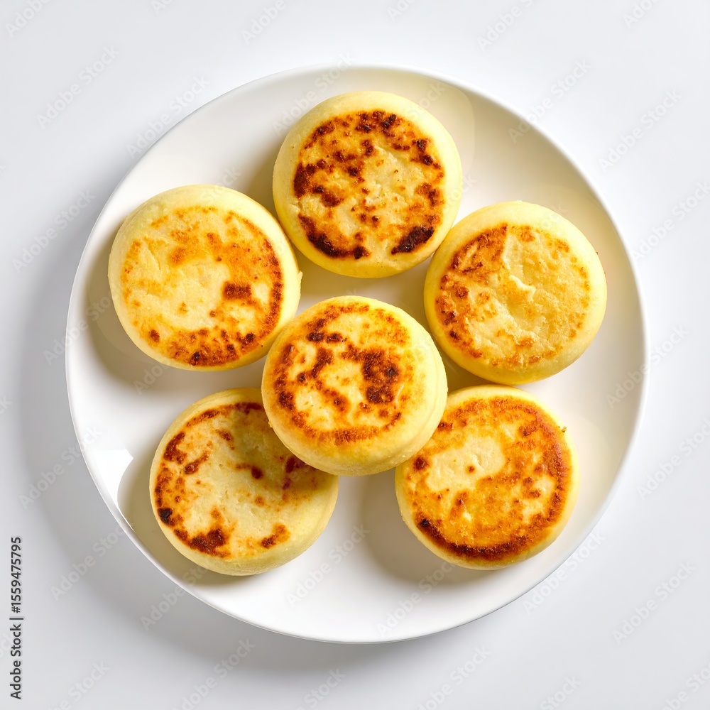 Fototapeta premium Deliciously Golden Pan Fried Sweet Cheese Pancakes for a Perfect Breakfast Delight