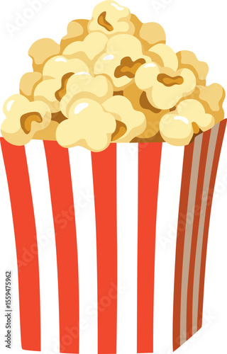 Classic Striped Popcorn Box Full of Popcorn

