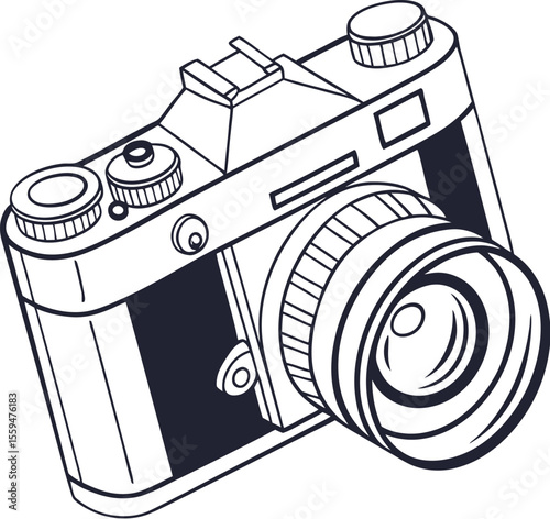 Flat icon of Classic Photography Camera Lineart