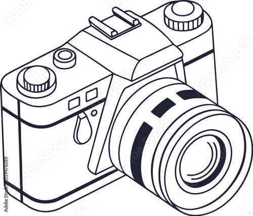 Traditional Photography Camera Line Art Icon