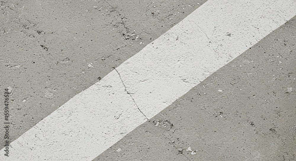 Fototapeta premium Gray concrete surface with a diagonal white stripe.