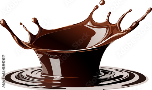 Chocolate splash, showing perfect circular ripple with crown like liquid explosion