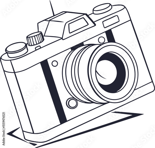 Retro Photography Camera Line Art Icon