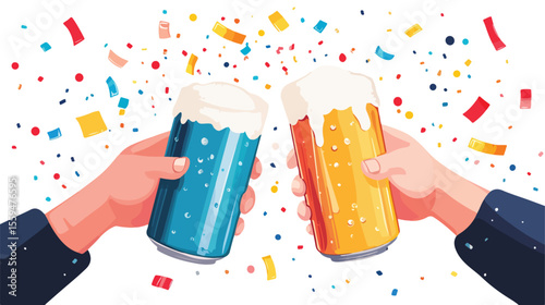 Beer Cans Cheers on White Background Vector Illustration