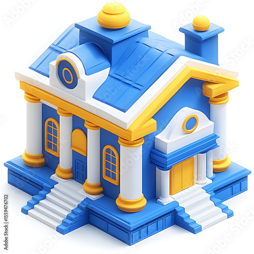 3D icon of a bank building
