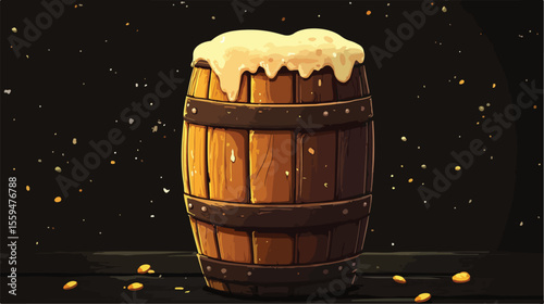 Beer Wooden Barrel Isolated Flat Icon Vector Illustration