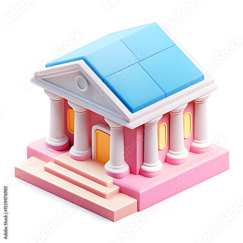 3D icon of a bank building
