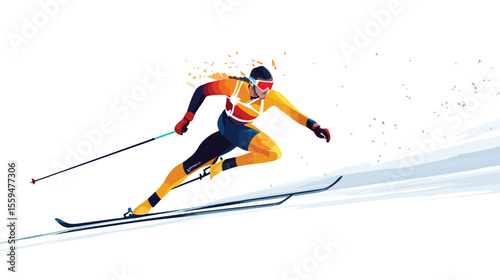 Biathlon Sport Player Man Vector Illustration