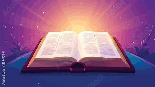 Catholic Religion Bible Book Flat Vector Illustration