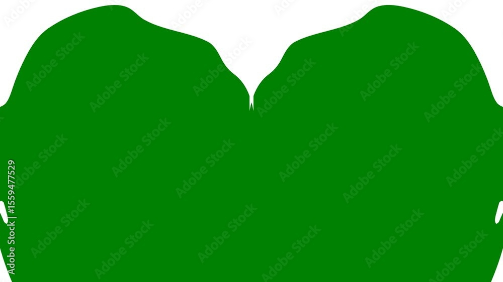 A green background with silhouette of man and an image tulip white circle leaf tooth the shape heart on black photo in suit green screen animated chromakey background composition illustration