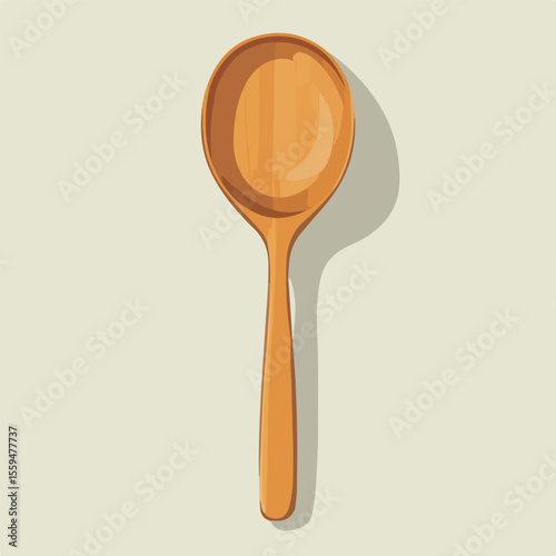 Big Wooden Spoon Flat Vector Illustration
