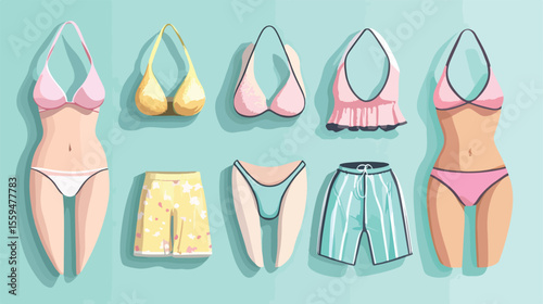 Stylish Bikini Fashion Summer Clothing Vector Illustration