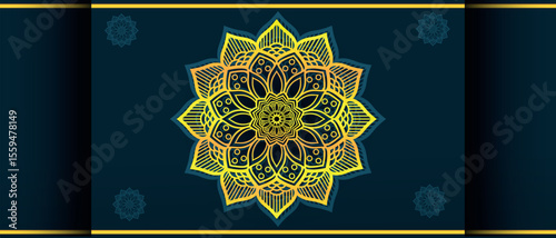 Decorative golden mandala background with intricate pattern for elegant traditional art concept
