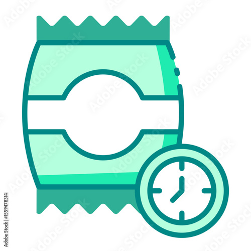 snack time green filled line icon for child break with food routine