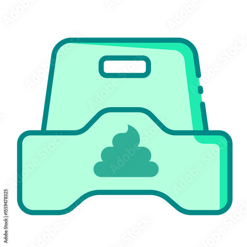 potty green filled line icon for toilet habit learn in early child care