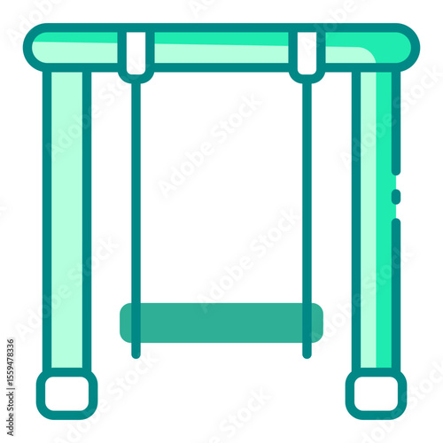 swing green filled line icon for play tool in daycare outdoor area