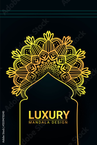 Decorative golden mandala background with intricate pattern for elegant traditional art concept
