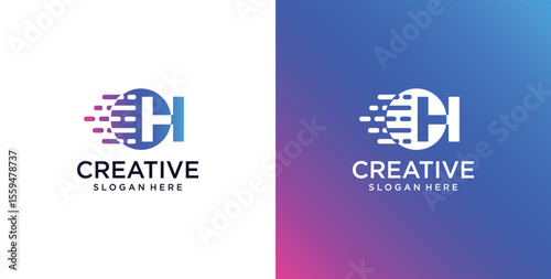 ikon logo H awal teknologi digital