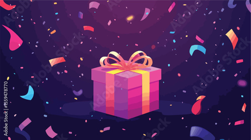 Bright Neon Birthday Confetti Flat Vector Illustration