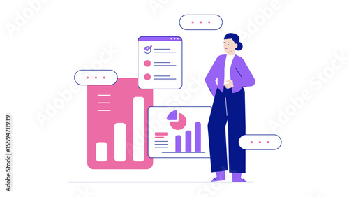 Woman analyzing financial data, suitable for presentations, reports, websites, and articles related to business, finance, and data analysis.