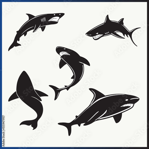 Flat design animal silhouette set