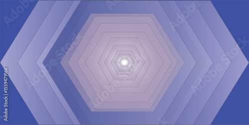 Futuristic hexagonal abstract background with layered blue gradients and glowing center. Ideal for technology, business, and creative projects. Keywords: abstract, background, hexagon, gradient, techn