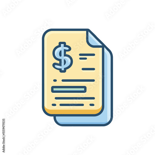 Dollar Sign on Rounded Document Icon Representing Finance, Payment, and Transaction Details