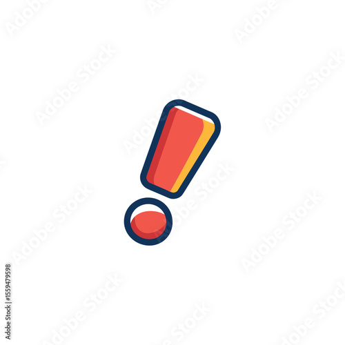 Exclamation Point Red, Yellow, and Blue Outlines a Symbol for Attention