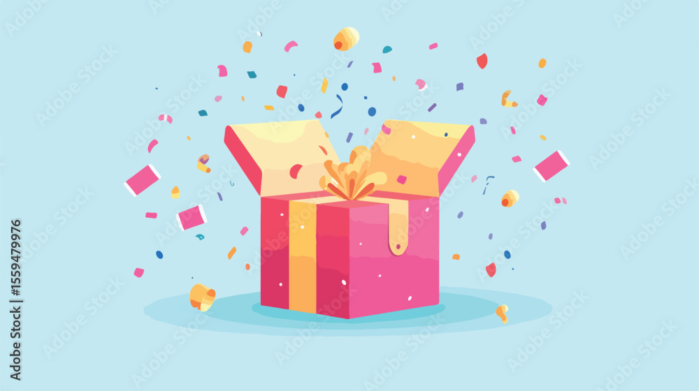 custom made wallpaper toronto digitalBirthday Party Open Gift Surprise Flat Vector Illustration