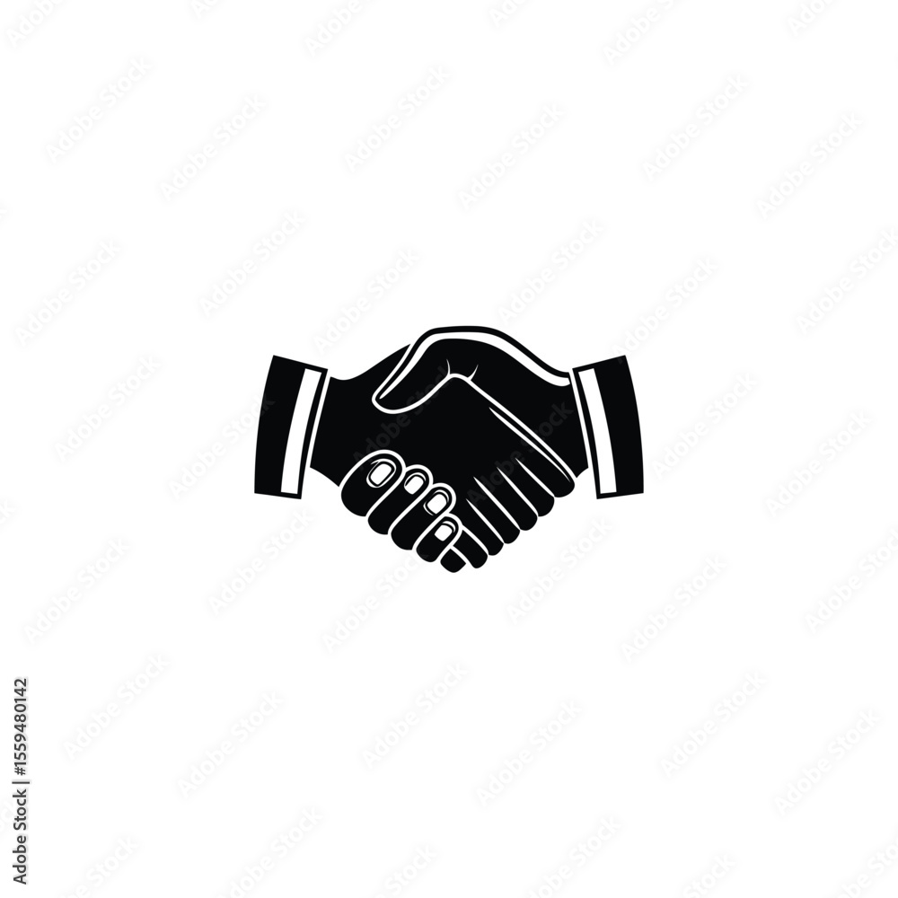 Obraz premium Formal Black and White Handshake Illustration on Transparent Background for Business Concepts