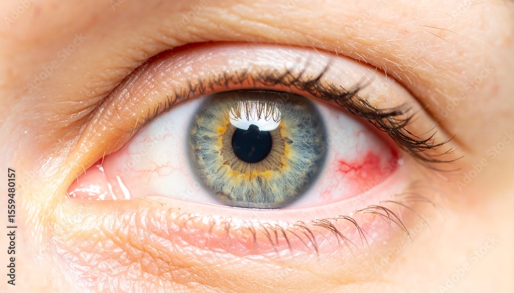 Fototapeta premium Close-up of a Human Eye with Natural Light Reflection