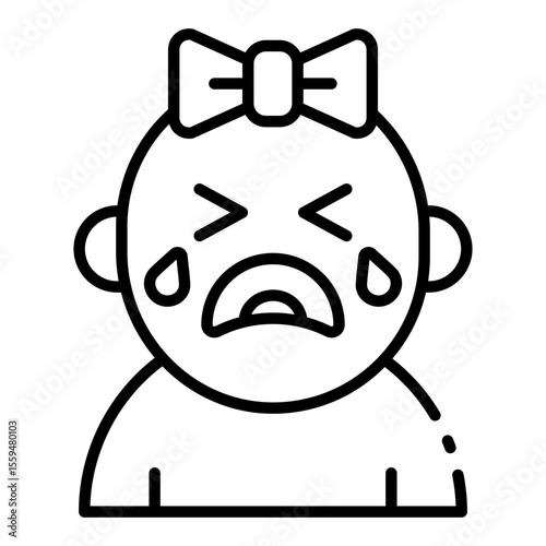 crying baby outline icon for emotion in early girl care space