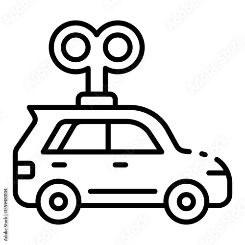 toy car outline icon for pretend drive and indoor child play
