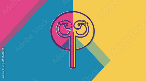 Bisexual Gender Sign Line Style Flat Vector Illustration