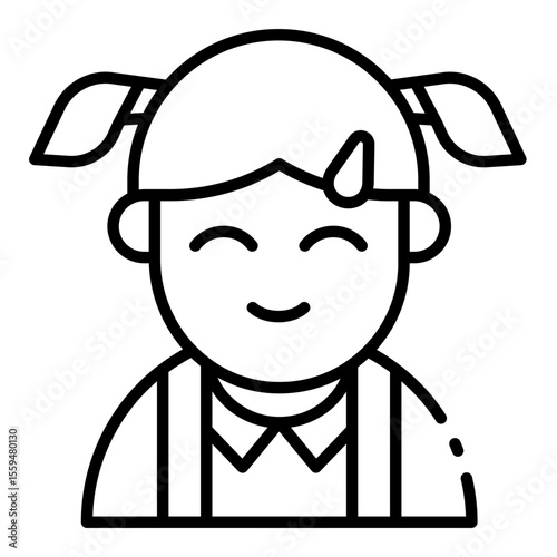 little girl outline icon for female child in daycare group