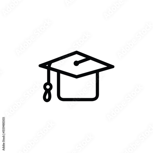 Graduation Cap Icon Isolated on Transparent Background, Education Symbol