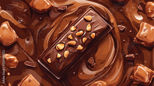 Delicious Bite on Chocolate Bar Vector Illustration