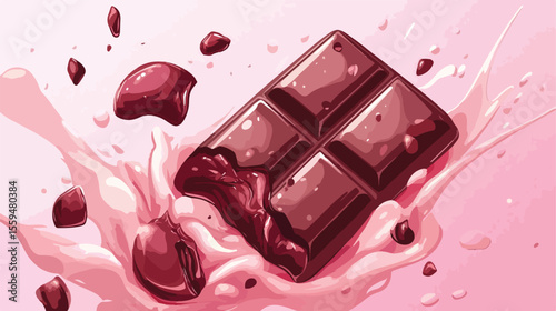Delicious Bitten Chocolate Bar Sweet Vector Illustration