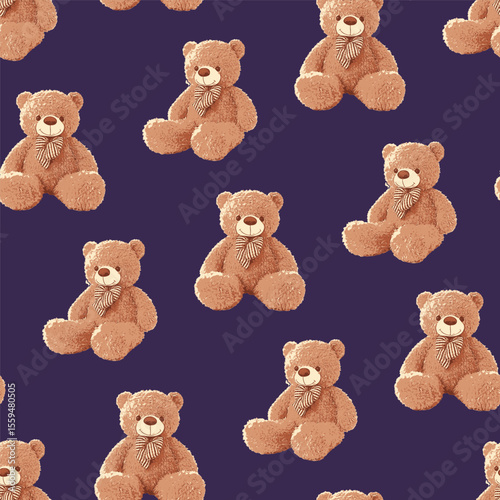 Seamless Teddy Bears Pattern 02 July 2025