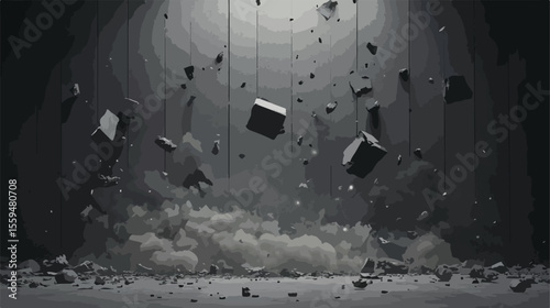 Black Explosive Wall Vector Illustration